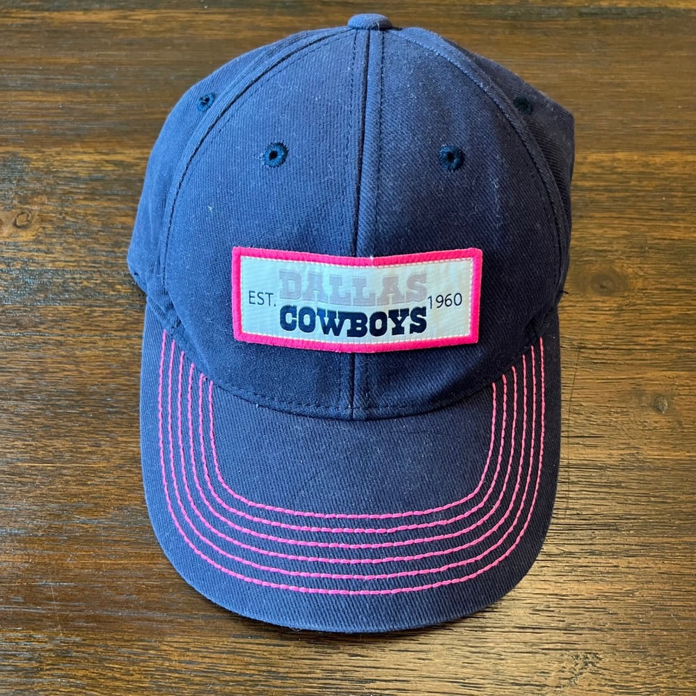 Dallas Cowboys Womens Navy Blue Pink Stitching Adjustable Baseball Hat NFL Star
